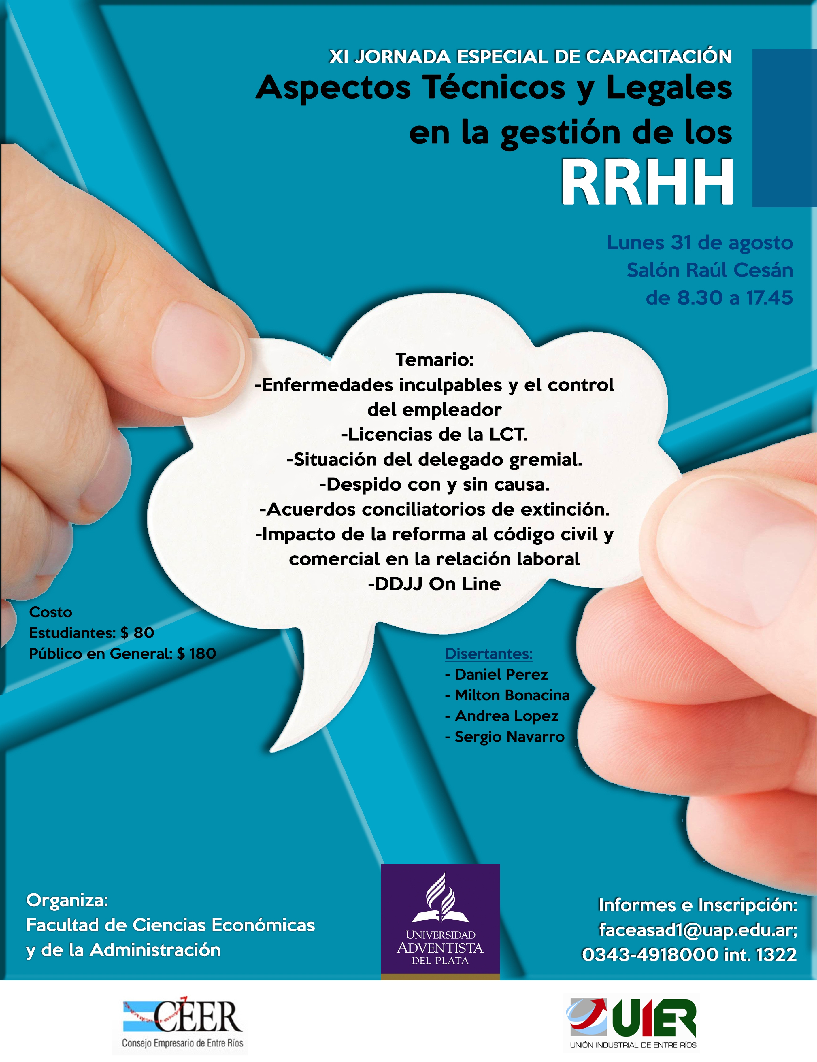 XI Jornada Especial de Capacitación: “Aspectos Técnicos y Legales en la gestión de los RRHH”