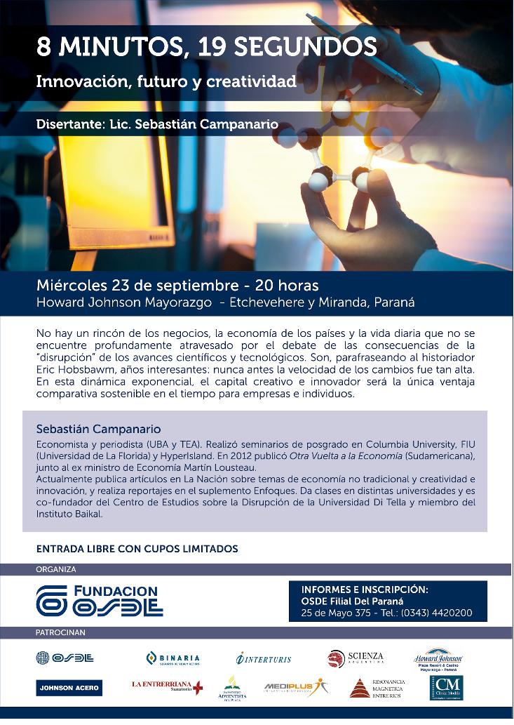 Conferencia: «8 minutos, 19 segundos – Innovación, Futuro y Creatividad»